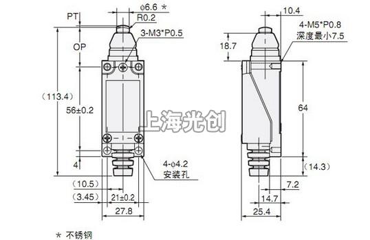 D4V-8111Z行程开关的接线图、外形尺寸、结构图。