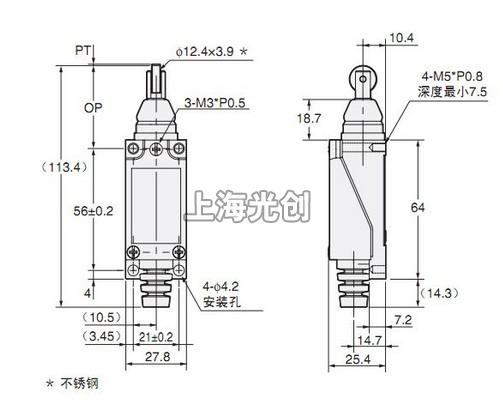 D4V-8122Z行程开关的接线图、外形尺寸、结构图。