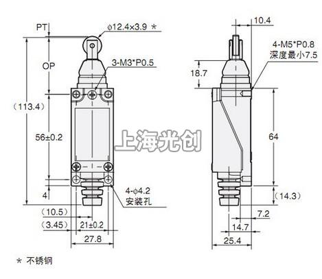 D4V-8112Z行程开关的接线图、外形尺寸、结构图。