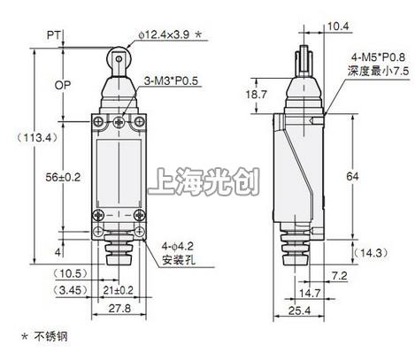 D4V-8112Z行程开关的接线图、外形尺寸、结构图。